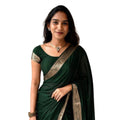  Women's Vichitra Silk Printed Saree With Unstitched Blouse 5.5MtrÂ (Green)