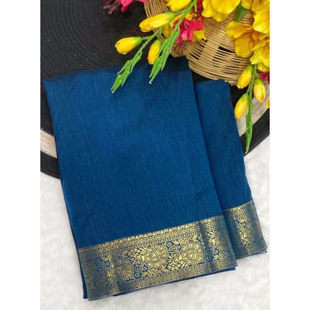 Generic Women's Vichitra Silk Printed Saree With Unstitched Blouse 5.5MtrÂ (Rama)