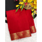 Generic Women's Vichitra Silk Printed Saree With Unstitched Blouse 5.5MtrÂ (Red)
