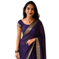  Women's Vichitra Silk Printed Saree With Unstitched Blouse 5.5MtrÂ (Purple)
