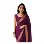 Generic Women's Vichitra Silk Printed Saree With Unstitched Blouse 5.5MtrÂ (Wine)