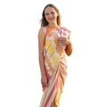  Women's Linen Printed Saree With Unstitched Blouse 5.5MtrÂ (Yellow)
