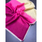 Generic Women's Linen Printed Saree With Unstitched Blouse 5.5MtrÂ (Pink)