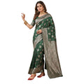  Women's Silk Blend Printed Saree With Unstitched Blouse 5.5Mtr (Dark Green)