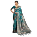  Women's Silk Blend Printed Saree With Unstitched Blouse 5.5Mtr (Sea Green)