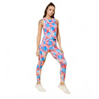 Generic Women's Polyester Lycra Printed Sleeveless Active Wear (Multicolor)