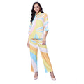  Women's Polyester Colour Blocking 3-4th Sleeve Co-Ord Set (Multicolor)