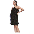  Women's Organza Tiered Sleeveless Dress (Black)