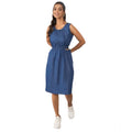  Women's Denim Solid Sleeveless Dress (Blue)