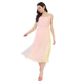 Women's Georgette Ombre Sleeveless Dress (Peach)