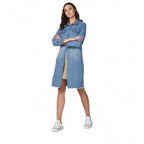 Generic Women's Denim Washed Long Sleeves Jacket (Blue)