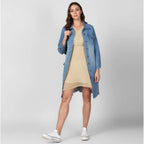 Generic Women's Denim Washed Long Sleeves Jacket (Blue)