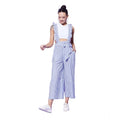  Women's Cotton Pinafore Shoulder Straps Jumpsuit (Light Blue)