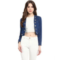  Women's Denim Embellished Long Sleeves Shrug (Blue)