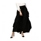 Generic Women's Rayon Ruffled Elasticated Skirt (Black)