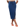  Women's Denim Lycra Solid Button Skirt (Blue)