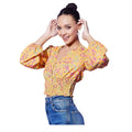  Women's Polyester Floral Long Sleeves Top (Multicolor)