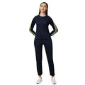  Women's Cotton Solid Long Sleeves Tracksuit (Navy - Green)