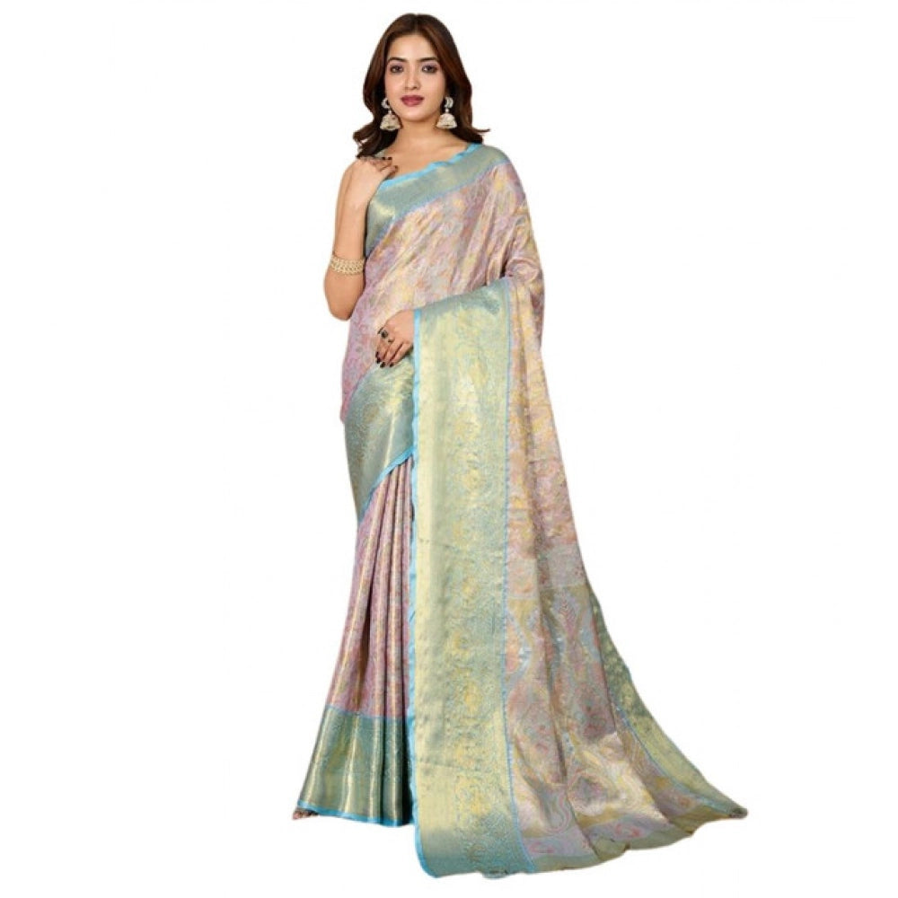 Generic Women's Jacquard Saree With Unstitched Blouse 5.5MtrÂ (Multicolor)
