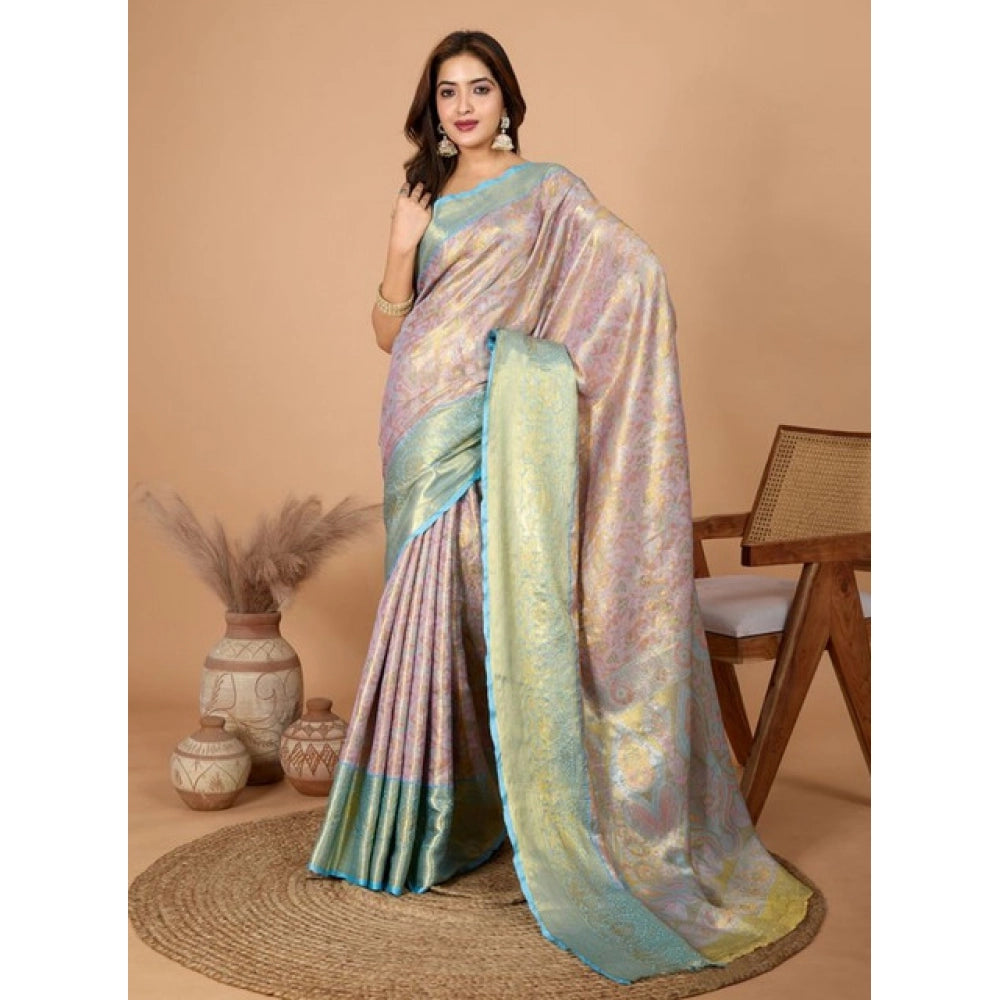 Generic Women's Jacquard Saree With Unstitched Blouse 5.5MtrÂ (Multicolor)