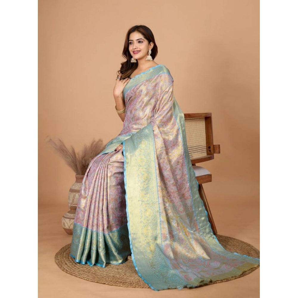 Generic Women's Jacquard Saree With Unstitched Blouse 5.5MtrÂ (Multicolor)