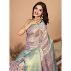 Generic Women's Jacquard Saree With Unstitched Blouse 5.5MtrÂ (Multicolor)