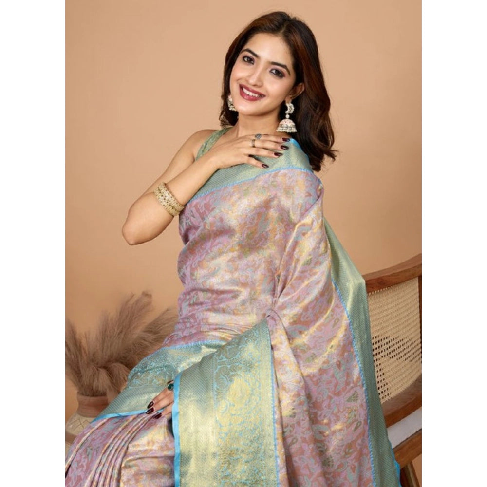 Generic Women's Jacquard Saree With Unstitched Blouse 5.5MtrÂ (Multicolor)