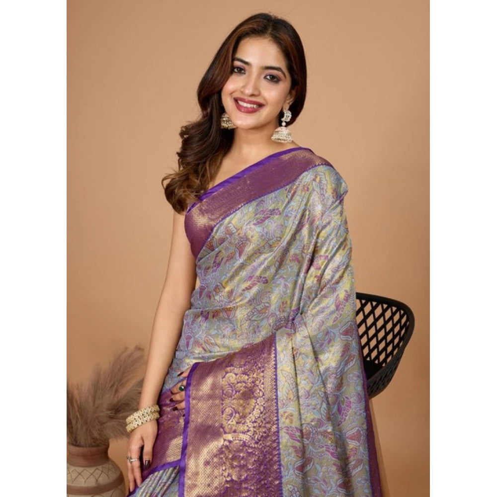 Generic Women's Jacquard Saree With Unstitched Blouse 5.5MtrÂ (Multicolor)
