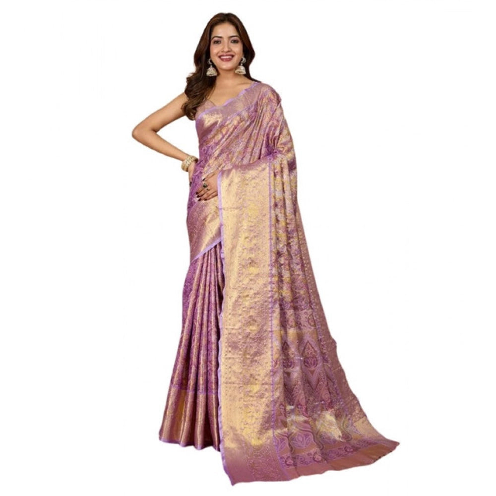 Generic Women's Jacquard Saree With Unstitched Blouse 5.5MtrÂ (Multicolor)