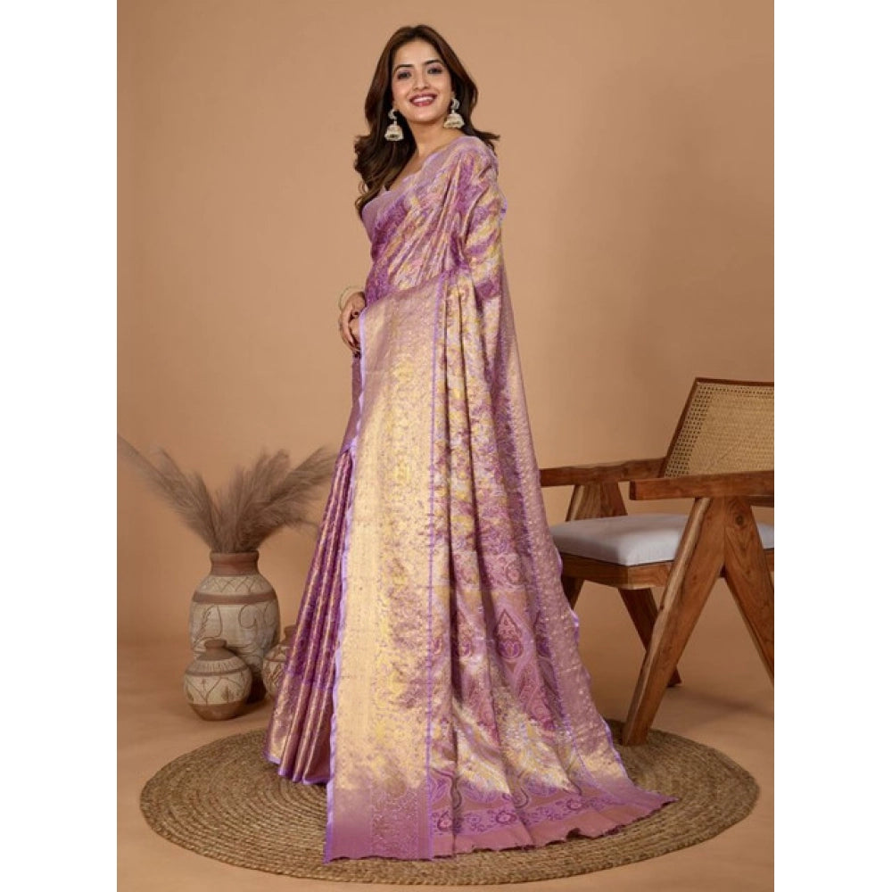 Generic Women's Jacquard Saree With Unstitched Blouse 5.5MtrÂ (Multicolor)