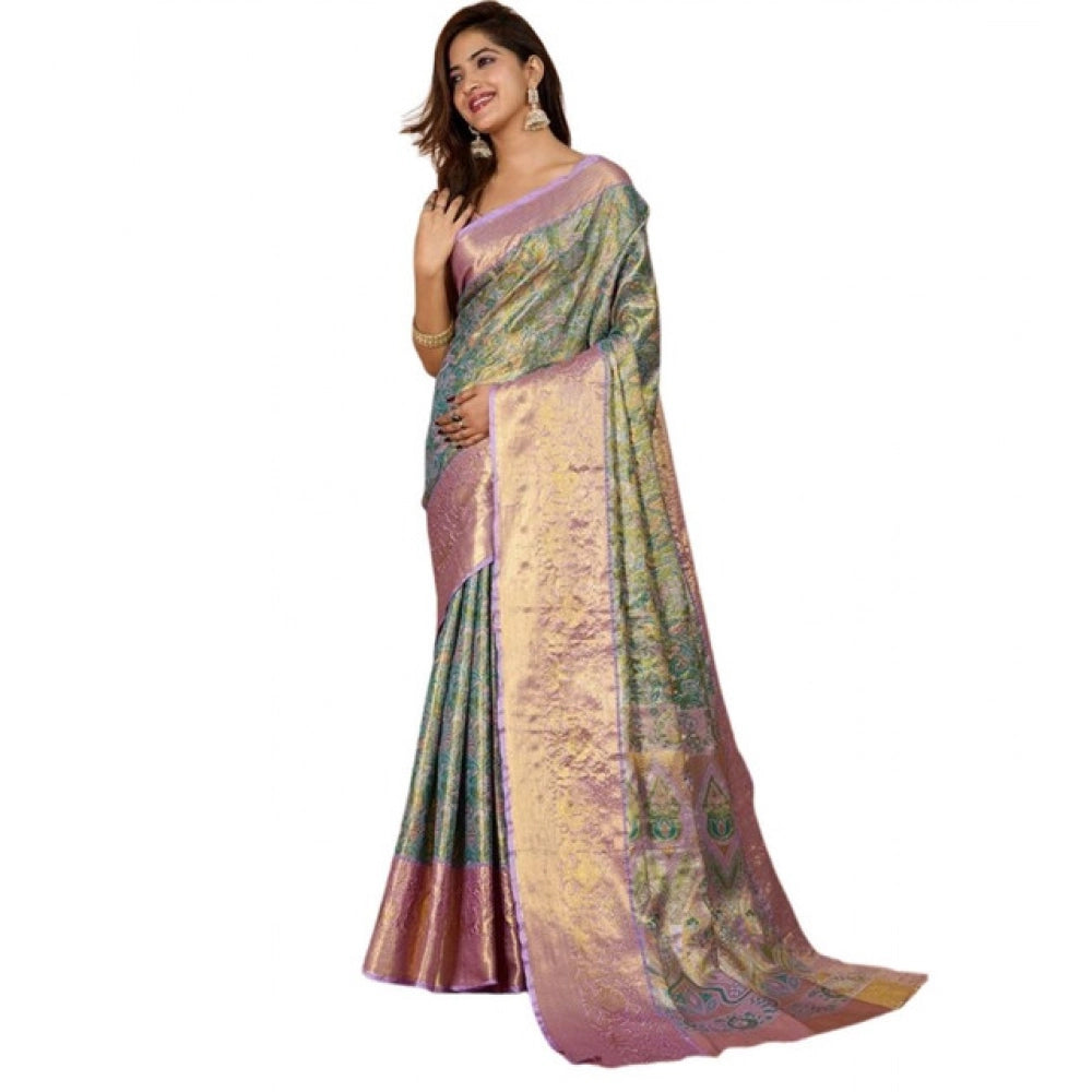 Generic Women's Jacquard Saree With Unstitched Blouse 5.5MtrÂ (Multicolor)