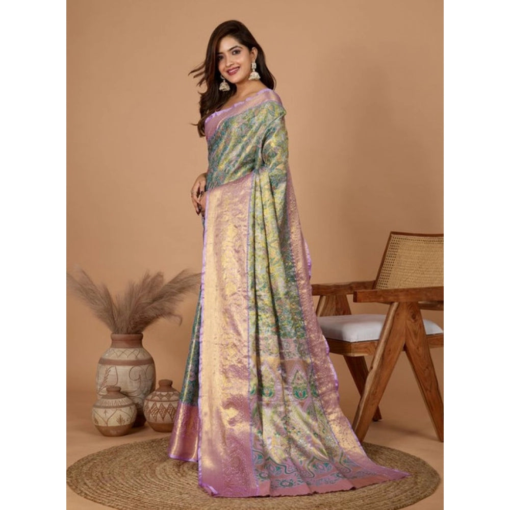 Generic Women's Jacquard Saree With Unstitched Blouse 5.5MtrÂ (Multicolor)