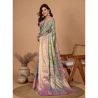 Generic Women's Jacquard Saree With Unstitched Blouse 5.5MtrÂ (Multicolor)