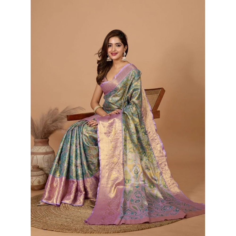 Generic Women's Jacquard Saree With Unstitched Blouse 5.5MtrÂ (Multicolor)