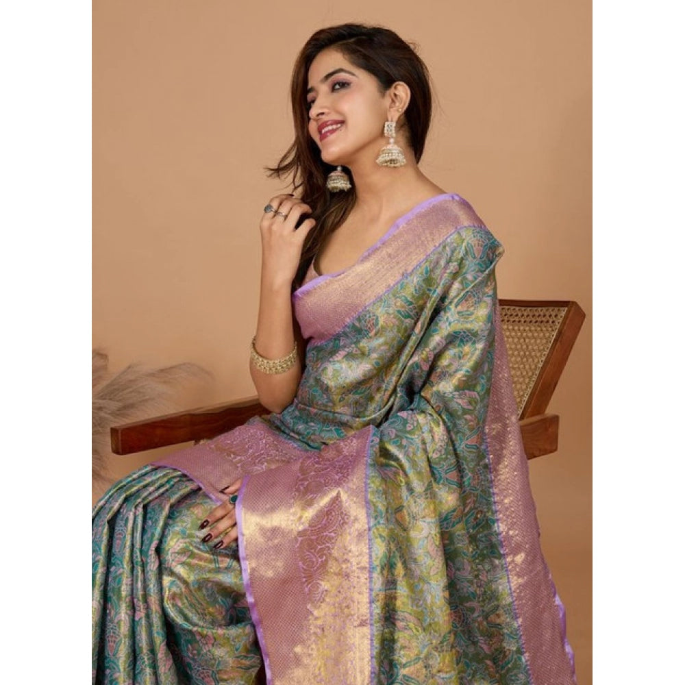 Generic Women's Jacquard Saree With Unstitched Blouse 5.5MtrÂ (Multicolor)