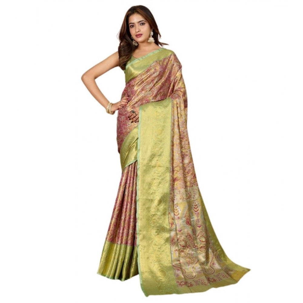 Generic Women's Jacquard Saree With Unstitched Blouse 5.5MtrÂ (Multicolor)