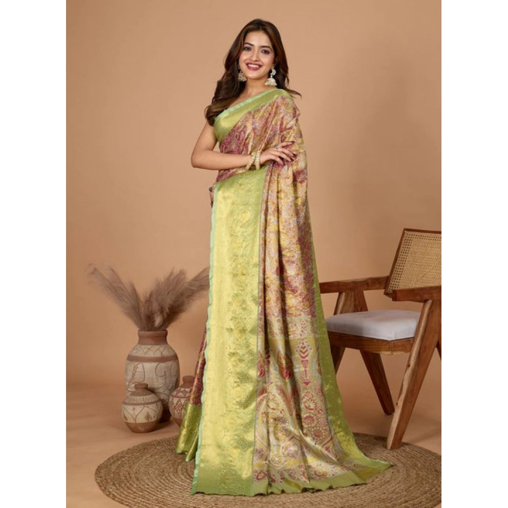 Generic Women's Jacquard Saree With Unstitched Blouse 5.5MtrÂ (Multicolor)