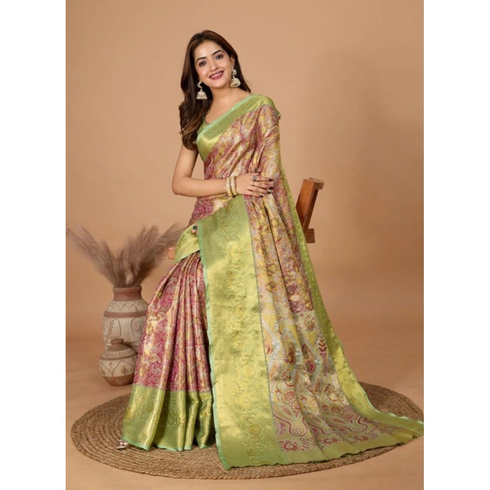 Generic Women's Jacquard Saree With Unstitched Blouse 5.5MtrÂ (Multicolor)