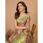 Generic Women's Jacquard Saree With Unstitched Blouse 5.5MtrÂ (Multicolor)