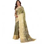 Generic Women's Jacquard Saree With Unstitched Blouse 5.5MtrÂ (Olive)