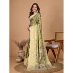 Generic Women's Jacquard Saree With Unstitched Blouse 5.5MtrÂ (Olive)