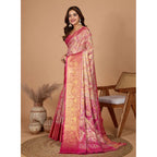 Generic Women's Jacquard Saree With Unstitched Blouse 5.5MtrÂ (Pink)