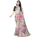  Women's Georgette Floral Printed Saree With Unstitched Blouse 5.5MtrÂ (Beige)