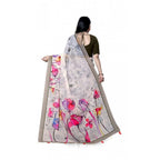 Generic Women's Georgette Floral Printed Saree With Unstitched Blouse 5.5MtrÂ (Beige)