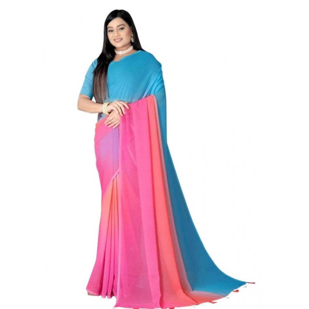Generic Women's Georgette Floral Printed Saree With Unstitched Blouse 5.5MtrÂ (Multicolor)