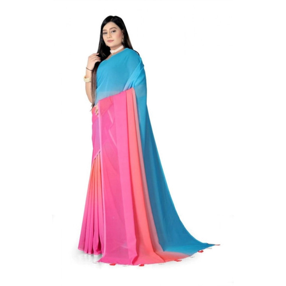 Generic Women's Georgette Floral Printed Saree With Unstitched Blouse 5.5MtrÂ (Multicolor)