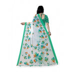 Generic Women's Georgette Floral Printed Saree With Unstitched Blouse 5.5MtrÂ (Green)