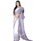 Generic Women's Georgette Floral Printed Saree With Unstitched Blouse 5.5MtrÂ (Lavender)