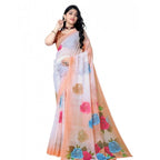 Generic Women's Georgette Floral Printed Saree With Unstitched Blouse 5.5MtrÂ (Orange)