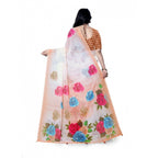 Generic Women's Georgette Floral Printed Saree With Unstitched Blouse 5.5MtrÂ (Orange)